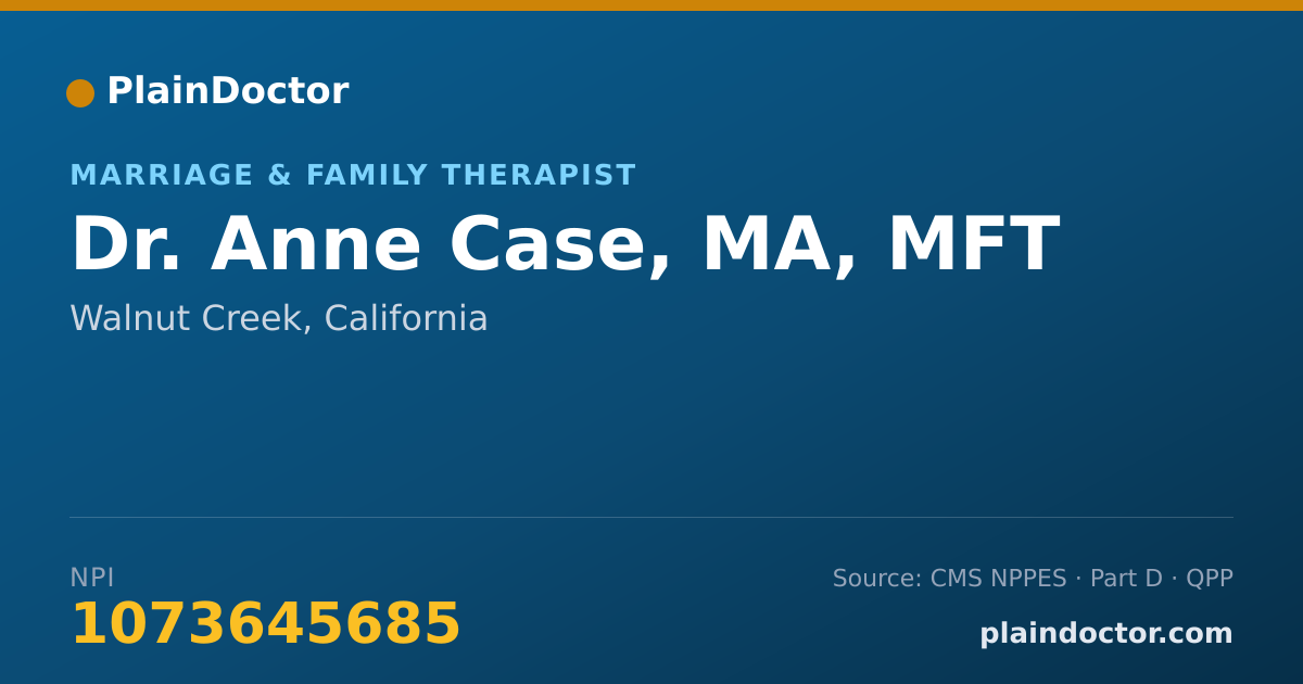 Shareable card for Anne Case, MA, MFT - Marriage & Family Therapist, Walnut Creek, CA