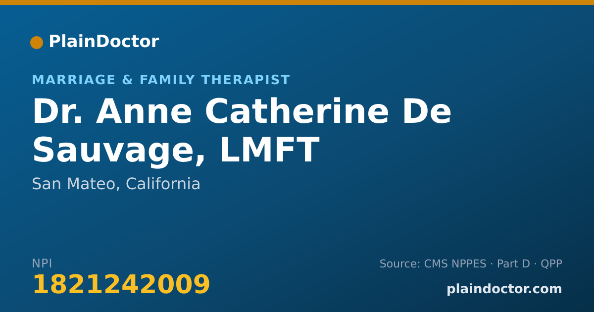 Shareable card for Anne Catherine De Sauvage, LMFT - Marriage & Family Therapist, San Mateo, CA