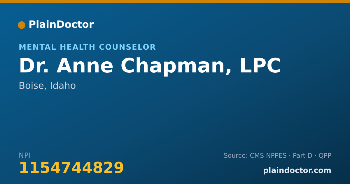 Shareable card for Anne Chapman, LPC - Mental Health Counselor, Boise, ID