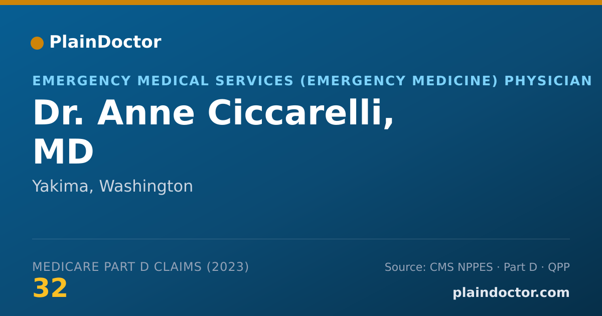 Shareable card for Anne Ciccarelli, MD - Emergency Medical Services (Emergency Medicine) Physician, Yakima, WA