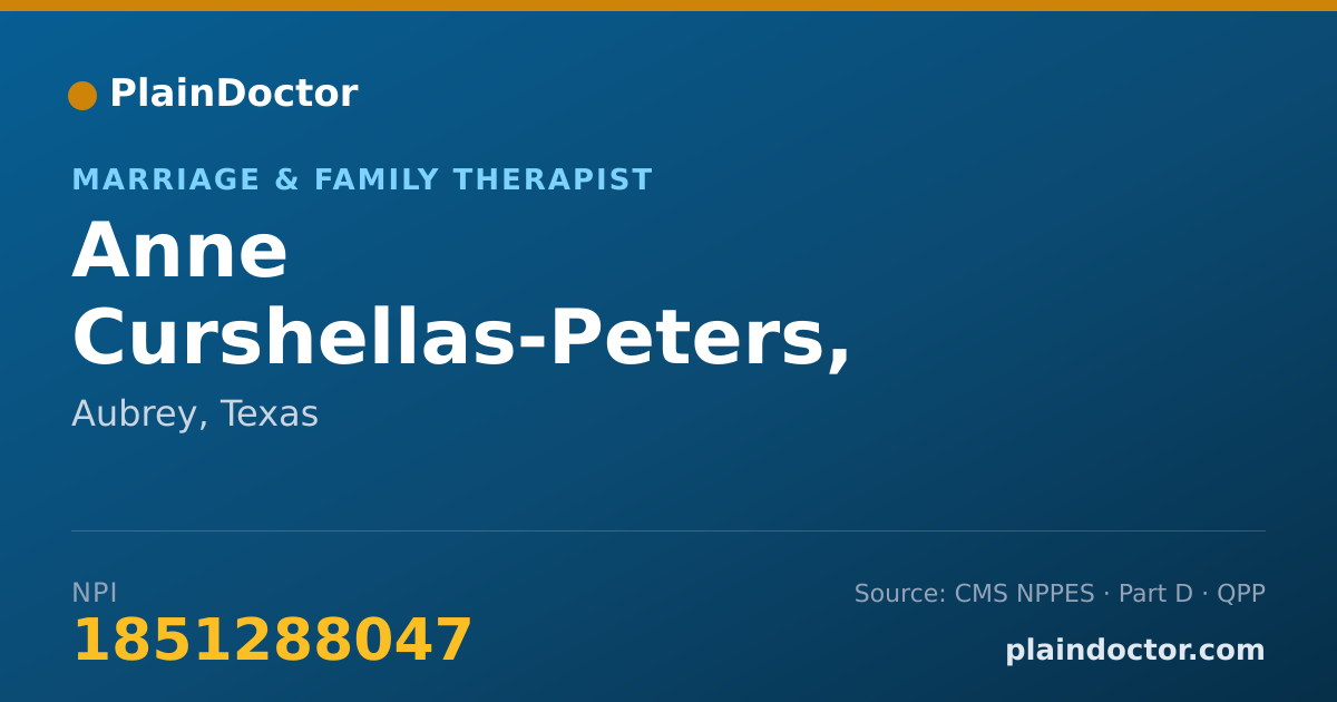 Shareable card for Anne Curshellas-Peters, LMFT - Marriage & Family Therapist, Aubrey, TX