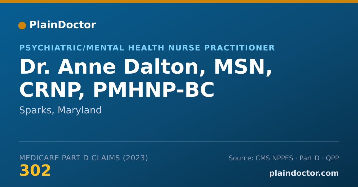Shareable card for Anne Dalton, MSN, CRNP, PMHNP-BC - Psychiatric/Mental Health Nurse Practitioner, Sparks, MD