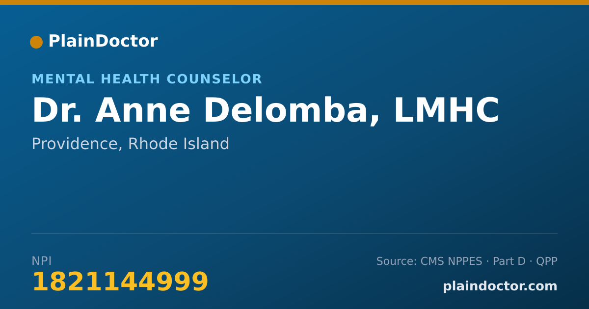 Shareable card for Anne Delomba, LMHC - Mental Health Counselor, Providence, RI