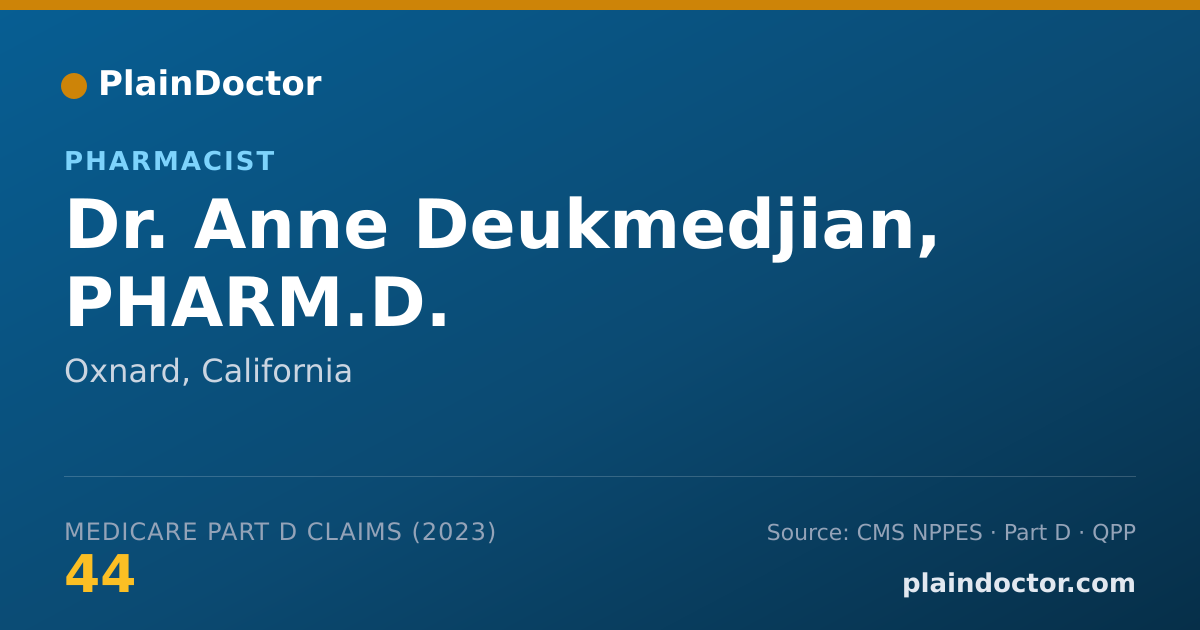 Shareable card for Anne Deukmedjian, PHARM.D. - Pharmacist, Oxnard, CA
