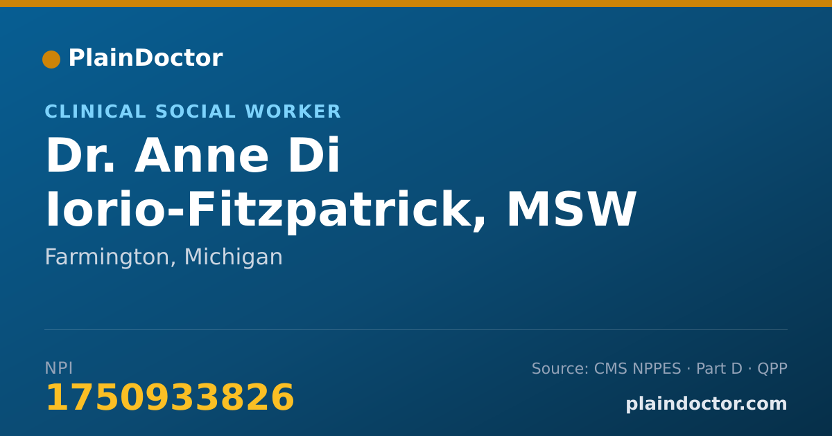 Shareable card for Anne Di Iorio-Fitzpatrick, MSW - Clinical Social Worker, Farmington, MI