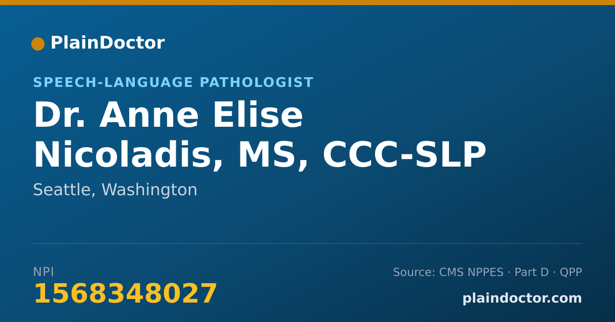 Shareable card for Anne Elise Nicoladis, MS, CCC-SLP - Speech-Language Pathologist, Seattle, WA