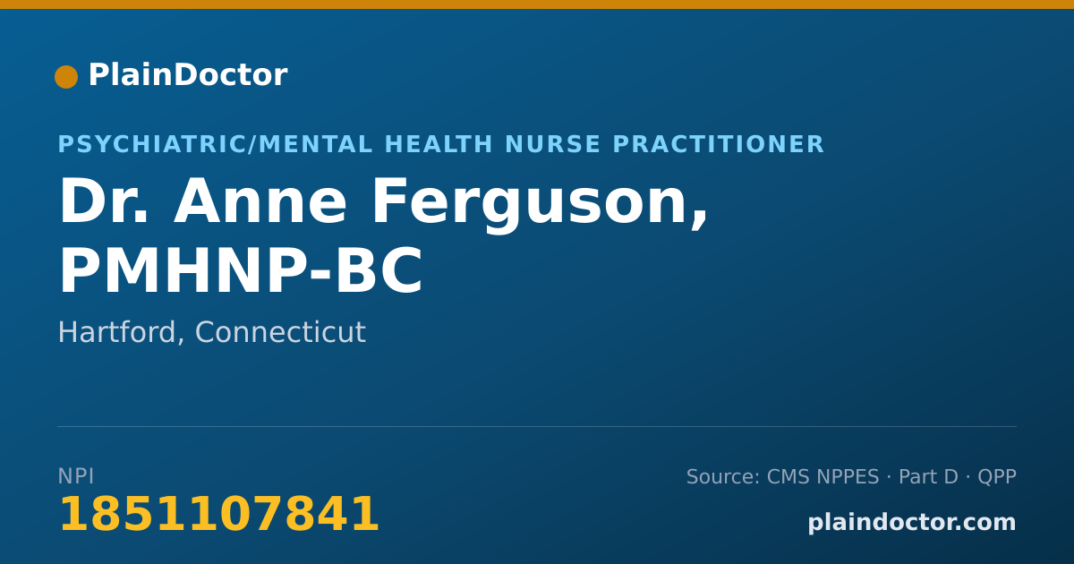Shareable card for Anne Ferguson, PMHNP-BC - Psychiatric/Mental Health Nurse Practitioner, Hartford, CT