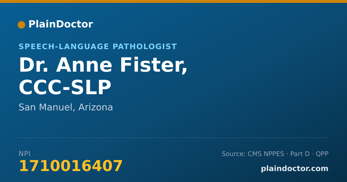 Shareable card for Anne Fister, CCC-SLP - Speech-Language Pathologist, San Manuel, AZ