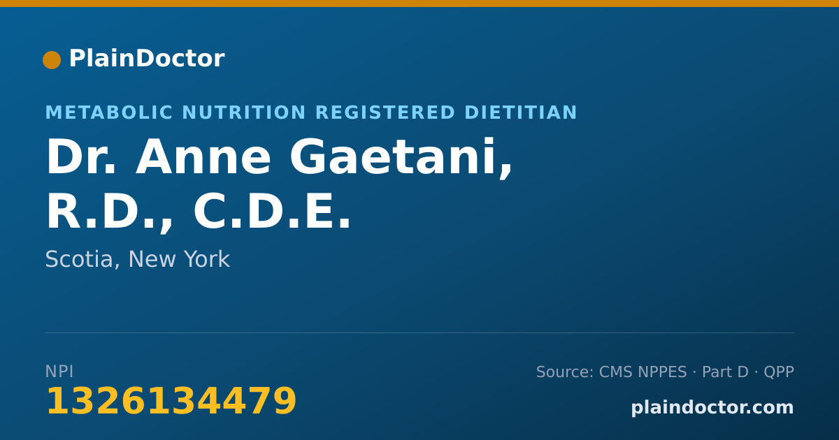 Shareable card for Anne Gaetani, R.D., C.D.E. - Metabolic Nutrition Registered Dietitian, Scotia, NY