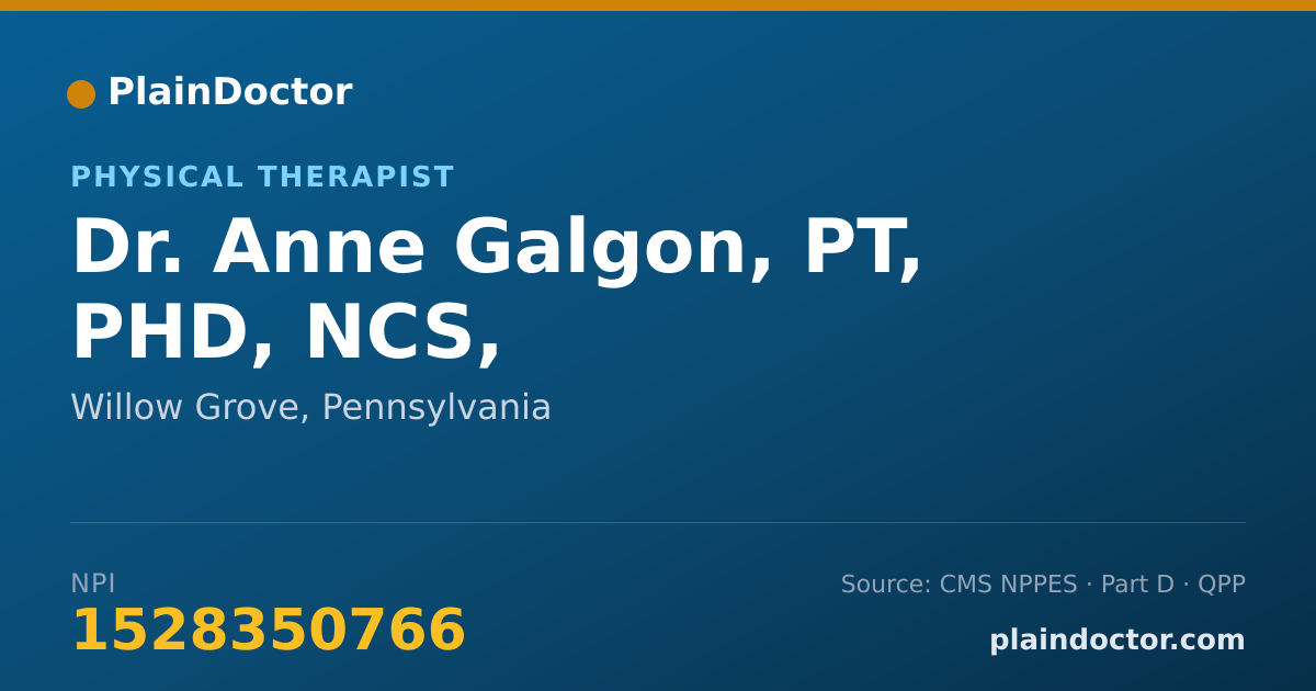Shareable card for Anne Galgon, PT, PHD, NCS, - Physical Therapist, Willow Grove, PA