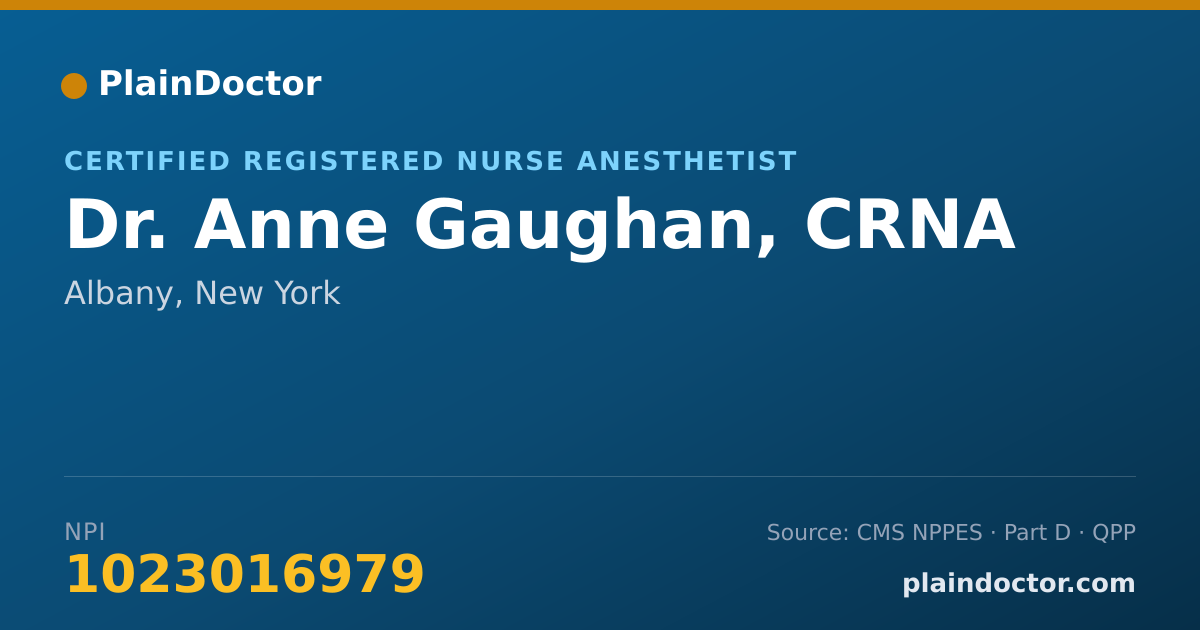 Shareable card for Anne Gaughan, CRNA - Certified Registered Nurse Anesthetist, Albany, NY