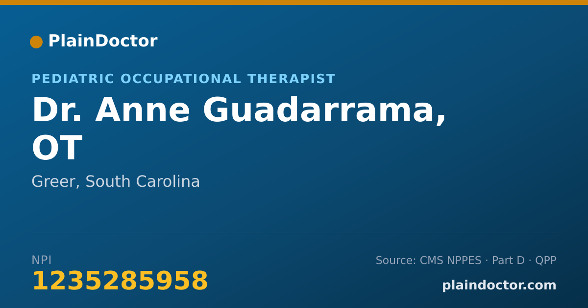 Shareable card for Anne Guadarrama, OT - Pediatric Occupational Therapist, Greer, SC