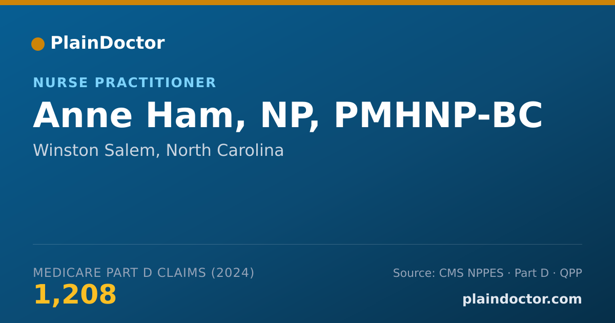 Shareable card for Anne Ham, NP, PMHNP-BC - Nurse Practitioner, Winston Salem, NC
