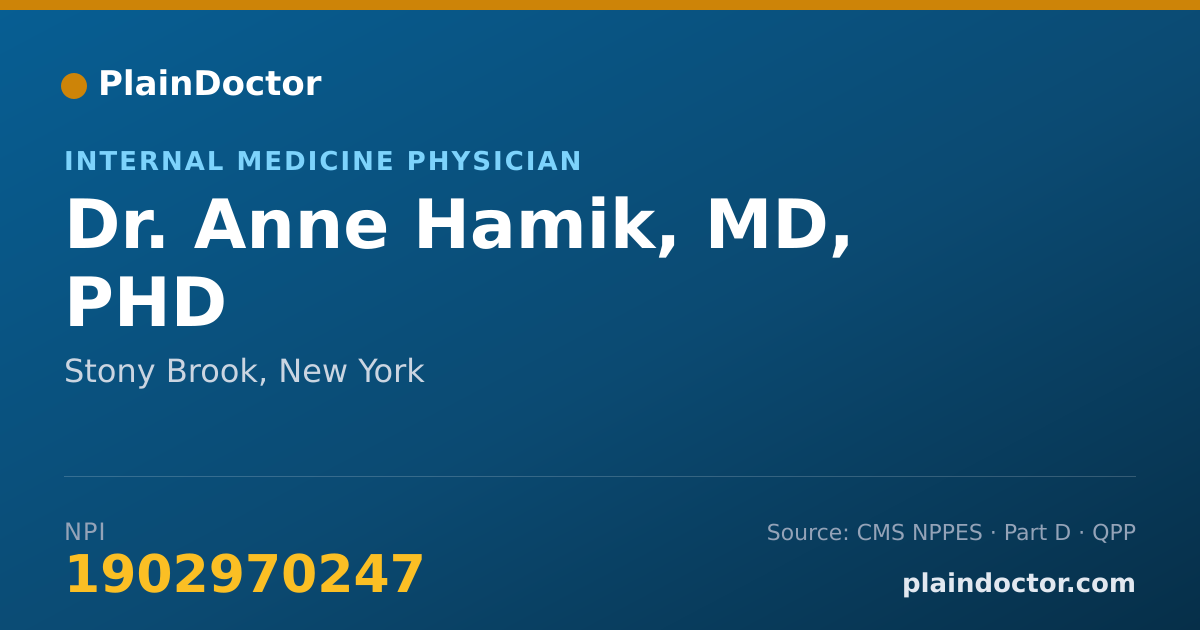 Shareable card for Anne Hamik, MD, PHD - Internal Medicine Physician, Stony Brook, NY