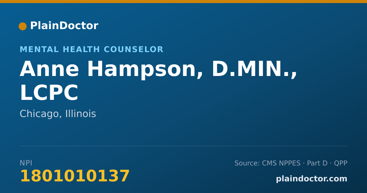 Shareable card for Anne Hampson, D.MIN., LCPC - Mental Health Counselor, Chicago, IL