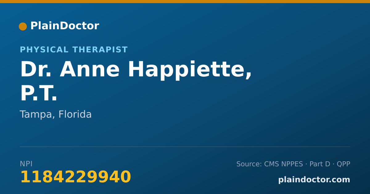 Shareable card for Anne Happiette, P.T. - Physical Therapist, Tampa, FL
