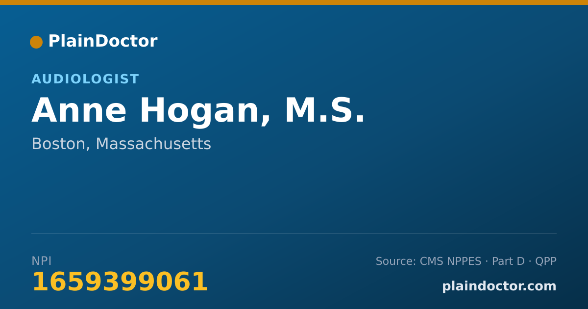 Shareable card for Anne Hogan, M.S. - Audiologist, Boston, MA