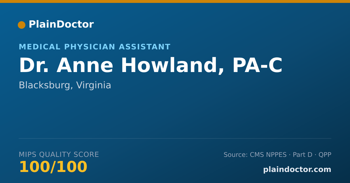 Shareable card for Anne Howland, PA-C - Medical Physician Assistant, Blacksburg, VA
