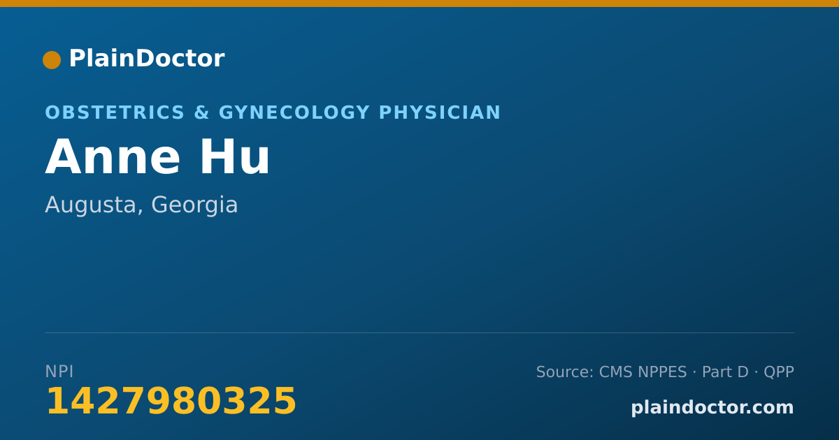 Shareable card for Anne Hu - Obstetrics & Gynecology Physician, Augusta, GA