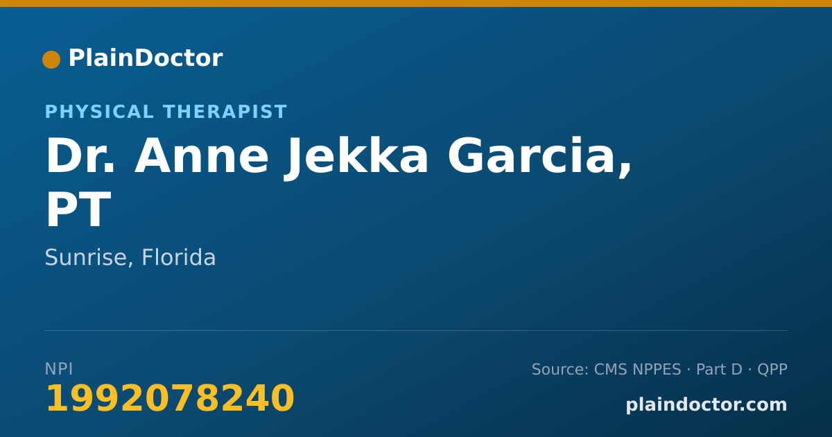 Shareable card for Anne Jekka Garcia, PT - Physical Therapist, Sunrise, FL