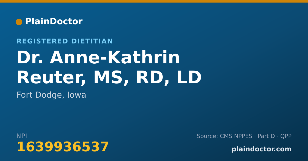 Shareable card for Anne-Kathrin Reuter, MS, RD, LD - Registered Dietitian, Fort Dodge, IA