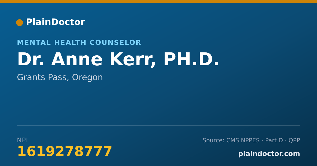 Shareable card for Anne Kerr, PH.D. - Mental Health Counselor, Grants Pass, OR