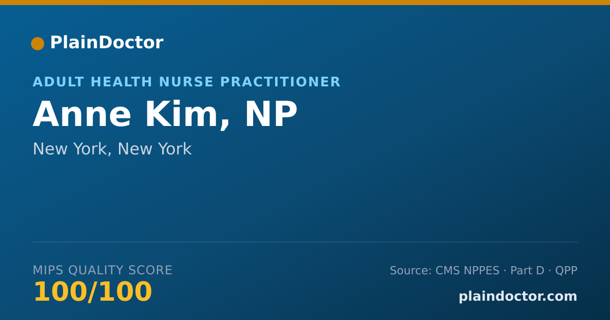 Shareable card for Anne Kim, NP - Adult Health Nurse Practitioner, New York, NY