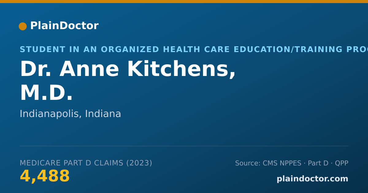 Shareable card for Anne Kitchens, M.D. - Student in an Organized Health Care Education/Training Program, Indianapolis, IN