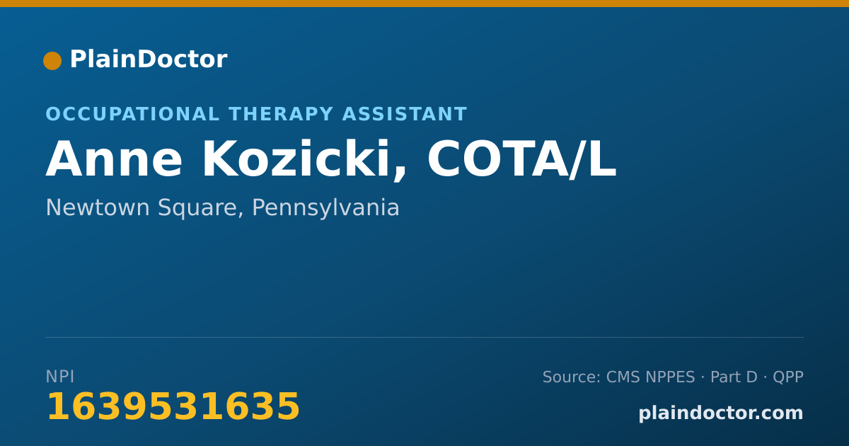 Shareable card for Anne Kozicki, COTA/L - Occupational Therapy Assistant, Newtown Square, PA