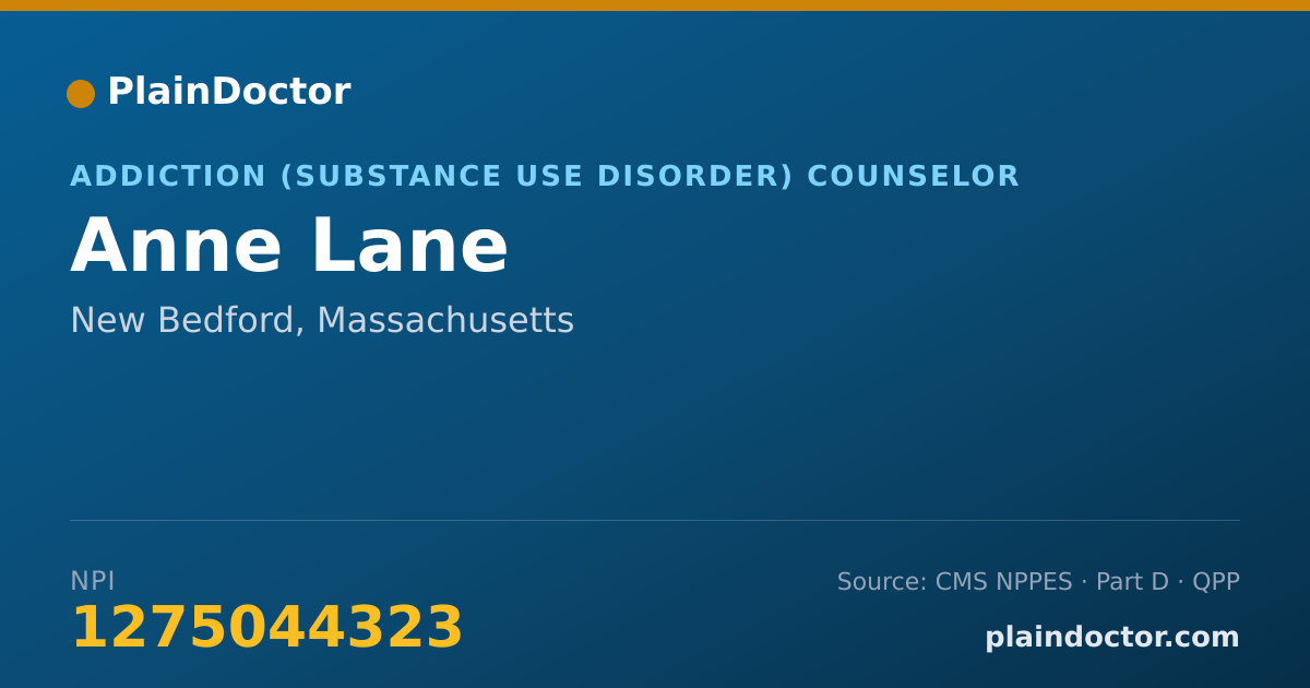 Shareable card for Anne Lane - Addiction (Substance Use Disorder) Counselor, New Bedford, MA