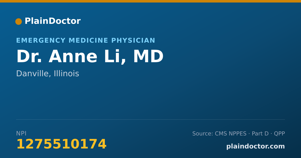 Shareable card for Anne Li, MD - Emergency Medicine Physician, Danville, IL