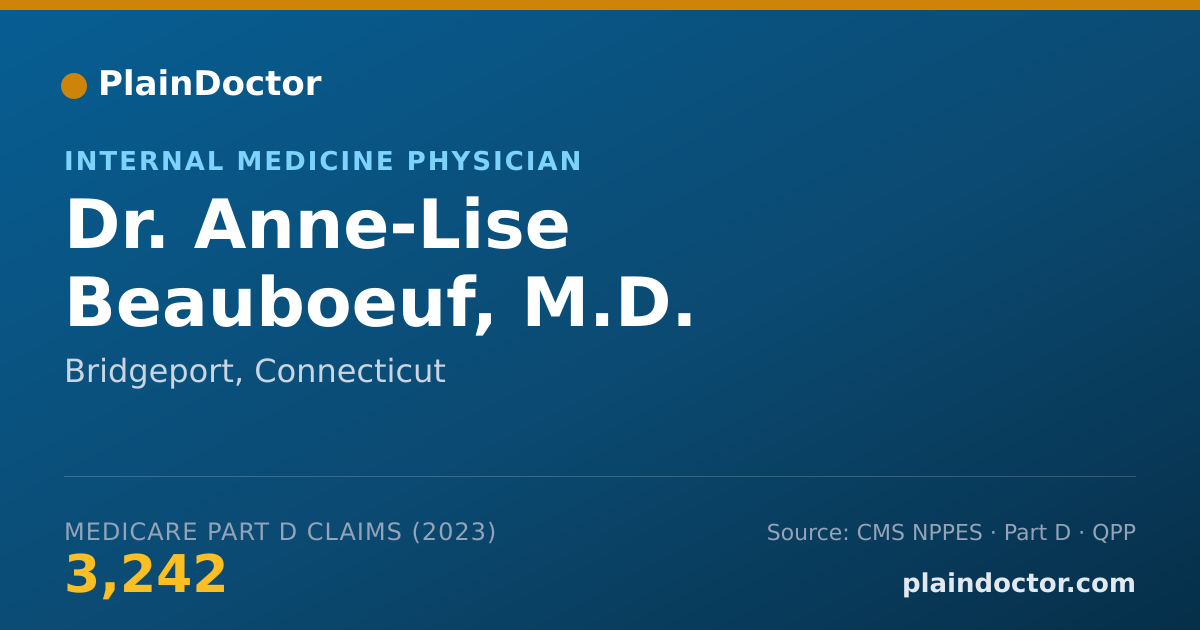 Shareable card for Anne-Lise Beauboeuf, M.D. - Internal Medicine Physician, Bridgeport, CT