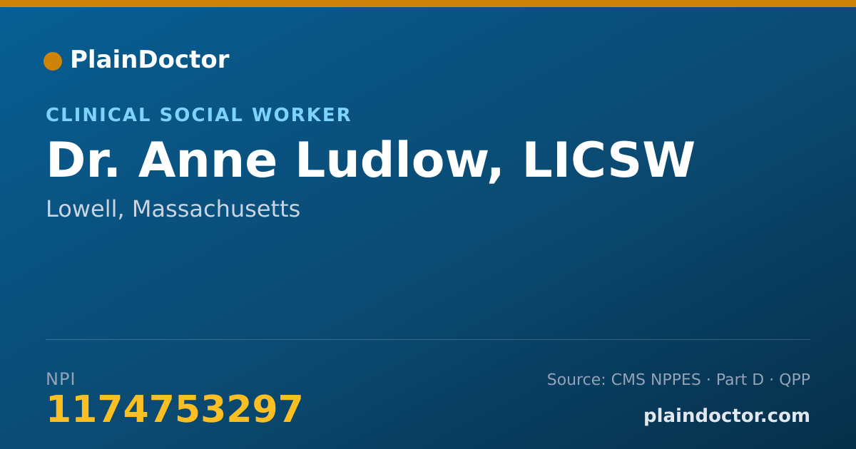 Shareable card for Anne Ludlow, LICSW - Clinical Social Worker, Lowell, MA