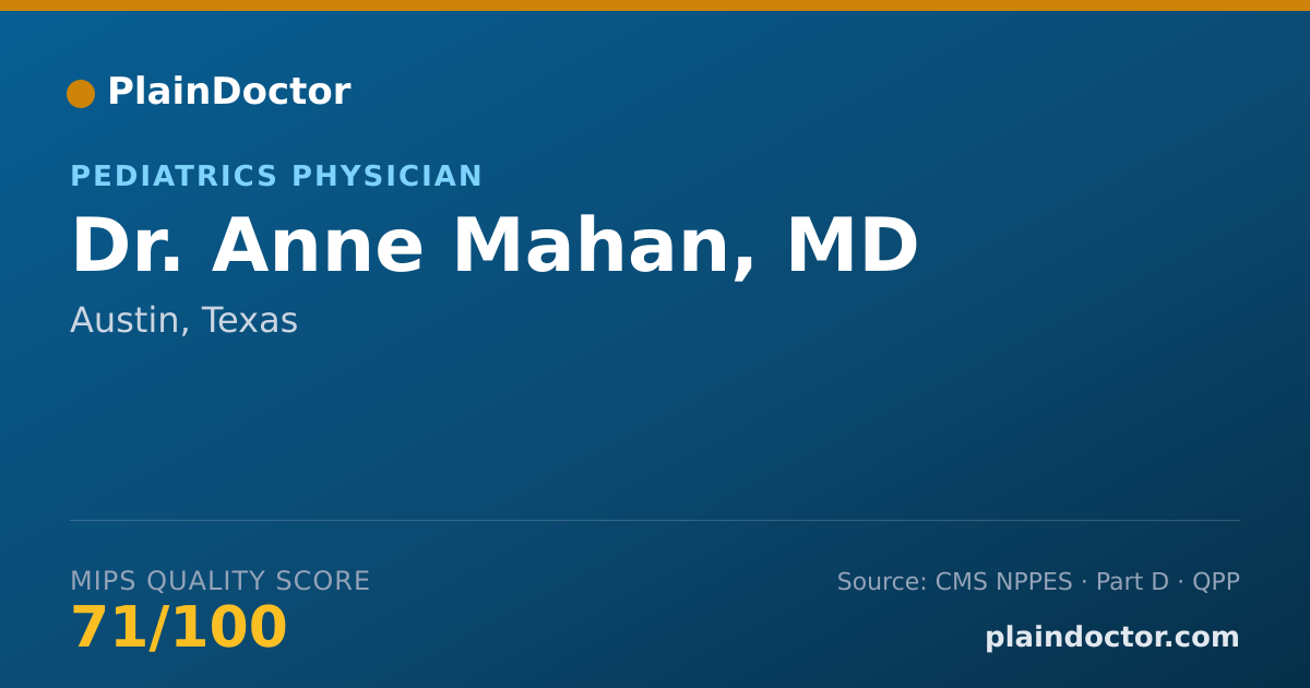 Shareable card for Anne Mahan, MD - Pediatric Critical Care Medicine Physician, Austin, TX