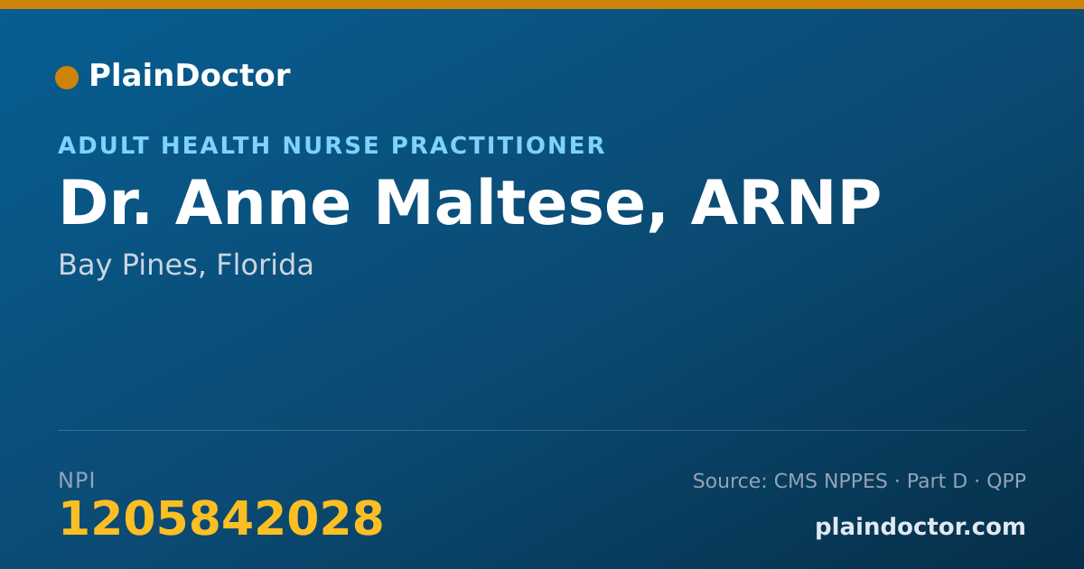 Shareable card for Anne Maltese, ARNP - Adult Health Nurse Practitioner, Bay Pines, FL