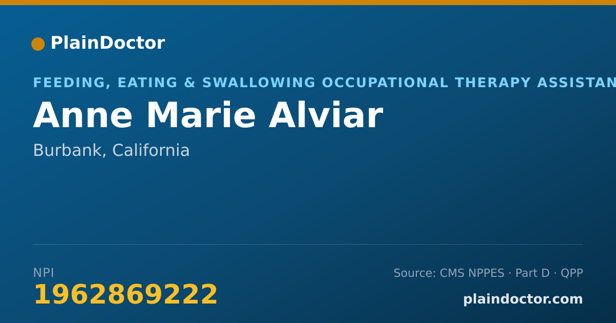 Shareable card for Anne Marie Alviar - Feeding, Eating & Swallowing Occupational Therapy Assistant, Burbank, CA