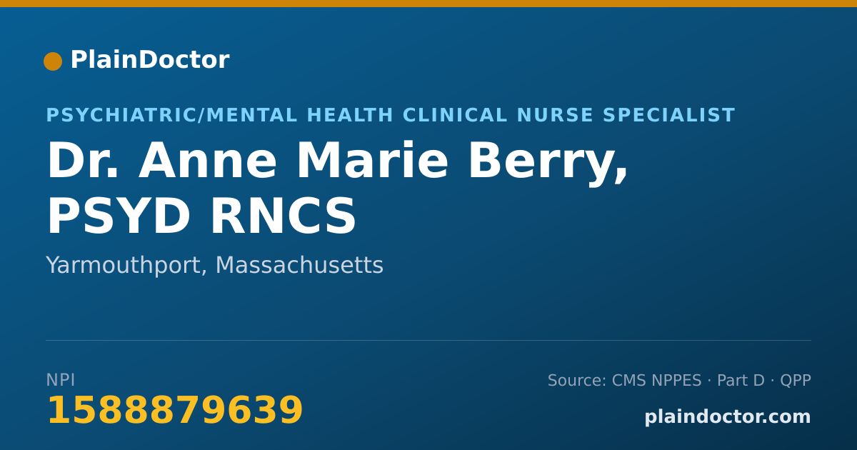 Shareable card for Anne Marie Berry, PSYD RNCS - Psychiatric/Mental Health Clinical Nurse Specialist, Yarmouthport, MA