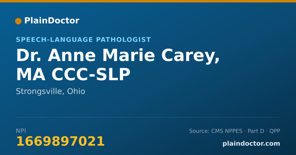 Shareable card for Anne Marie Carey, MA CCC-SLP - Speech-Language Pathologist, Strongsville, OH