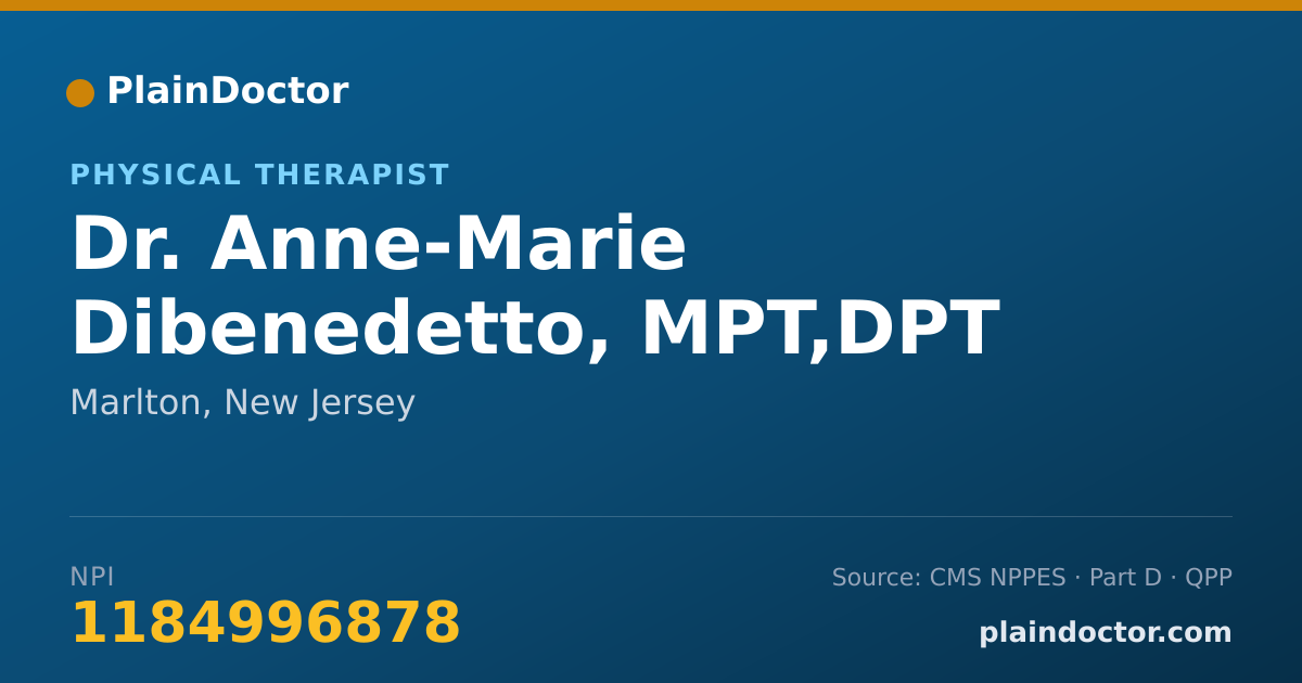 Shareable card for Anne-Marie Dibenedetto, MPT,DPT - Physical Therapist, Marlton, NJ
