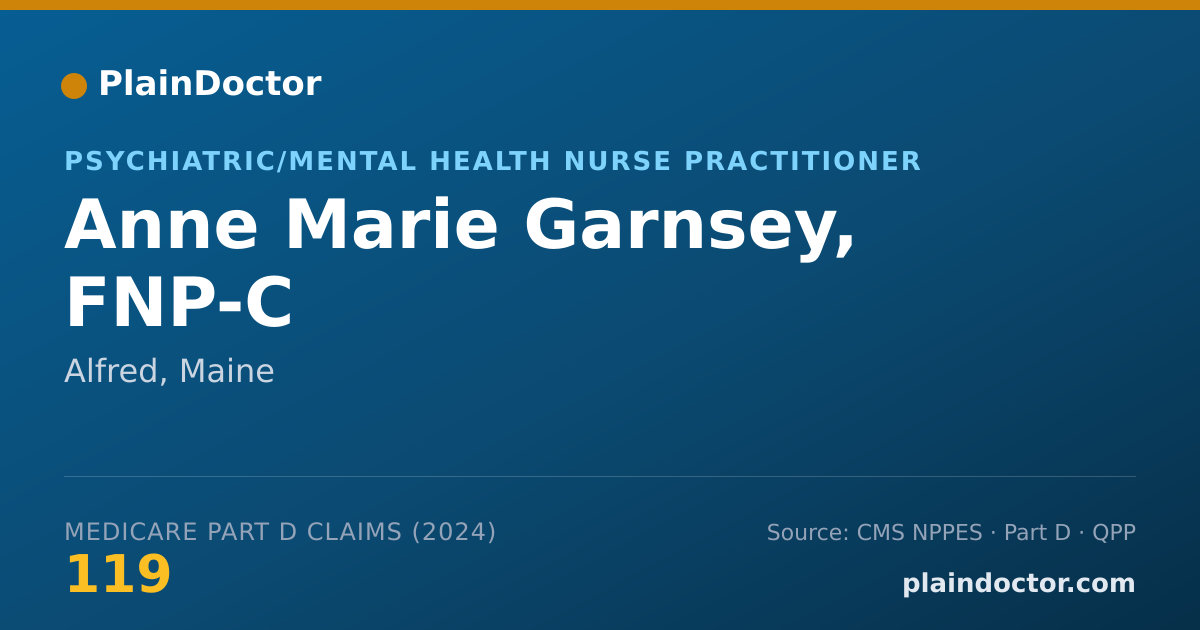 Shareable card for Anne Marie Garnsey, FNP-C - Psychiatric/Mental Health Nurse Practitioner, Alfred, ME