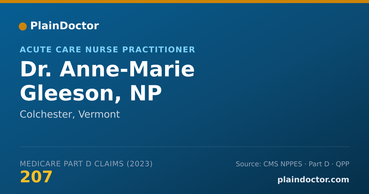 Shareable card for Anne-Marie Gleeson, NP - Acute Care Nurse Practitioner, Colchester, VT
