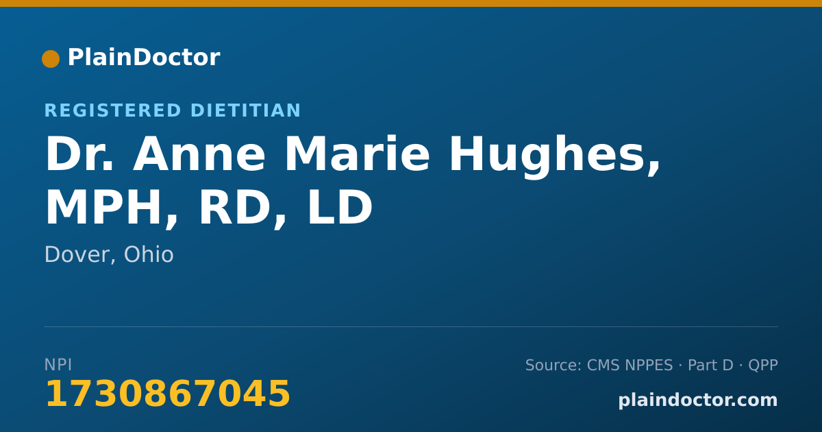 Shareable card for Anne Marie Hughes, MPH, RD, LD - Registered Dietitian, Dover, OH