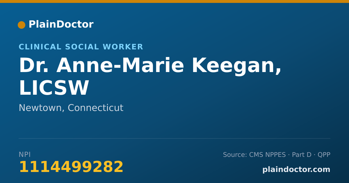 Shareable card for Anne-Marie Keegan, LICSW - Clinical Social Worker, Newtown, CT