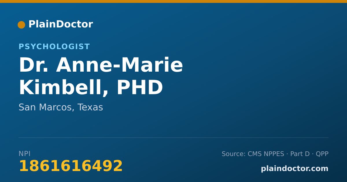 Shareable card for Anne-Marie Kimbell, PHD - Psychologist, San Marcos, TX