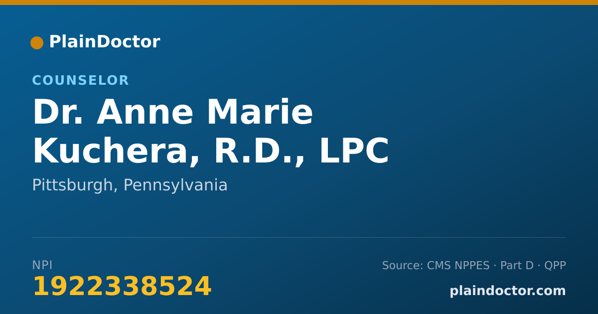 Shareable card for Anne Marie Kuchera, R.D., LPC - Counselor, Pittsburgh, PA