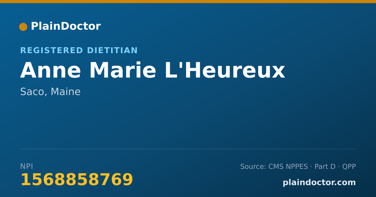 Shareable card for Anne Marie L'Heureux - Registered Dietitian, Saco, ME