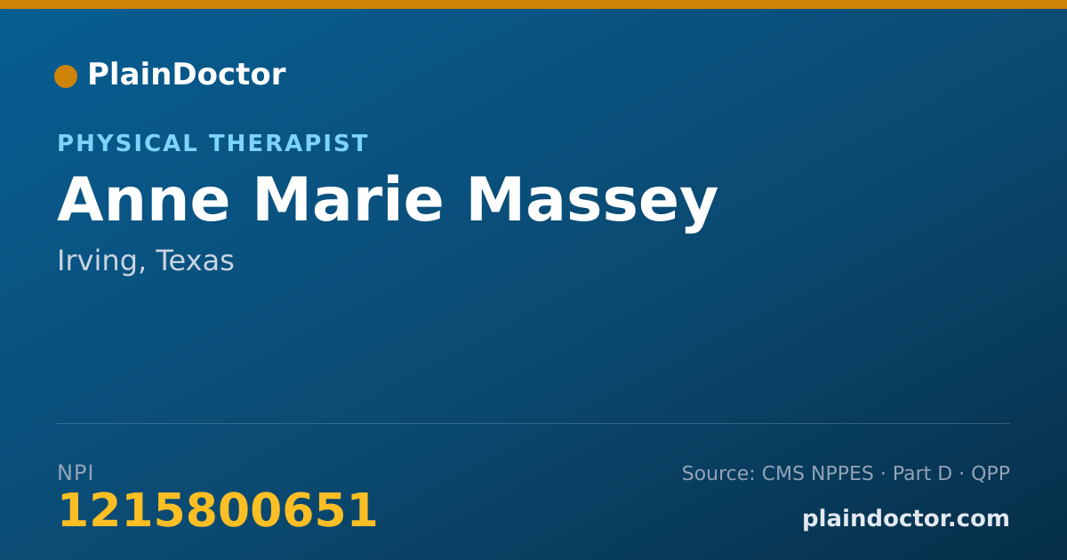Shareable card for Anne Marie Massey - Physical Therapist, Irving, TX