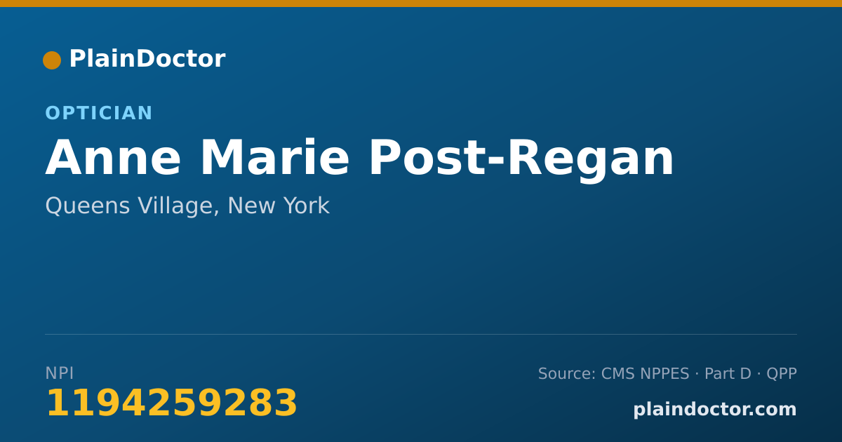 Shareable card for Anne Marie Post-Regan - Optician, Queens Village, NY