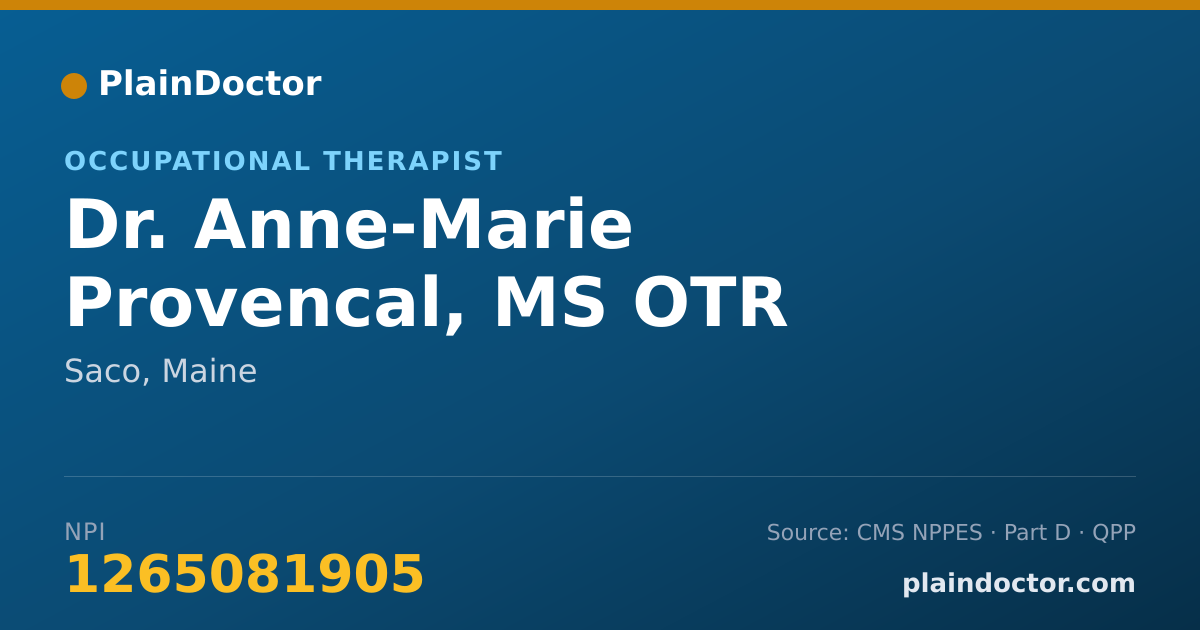 Shareable card for Anne-Marie Provencal, MS OTR - Occupational Therapist, Saco, ME