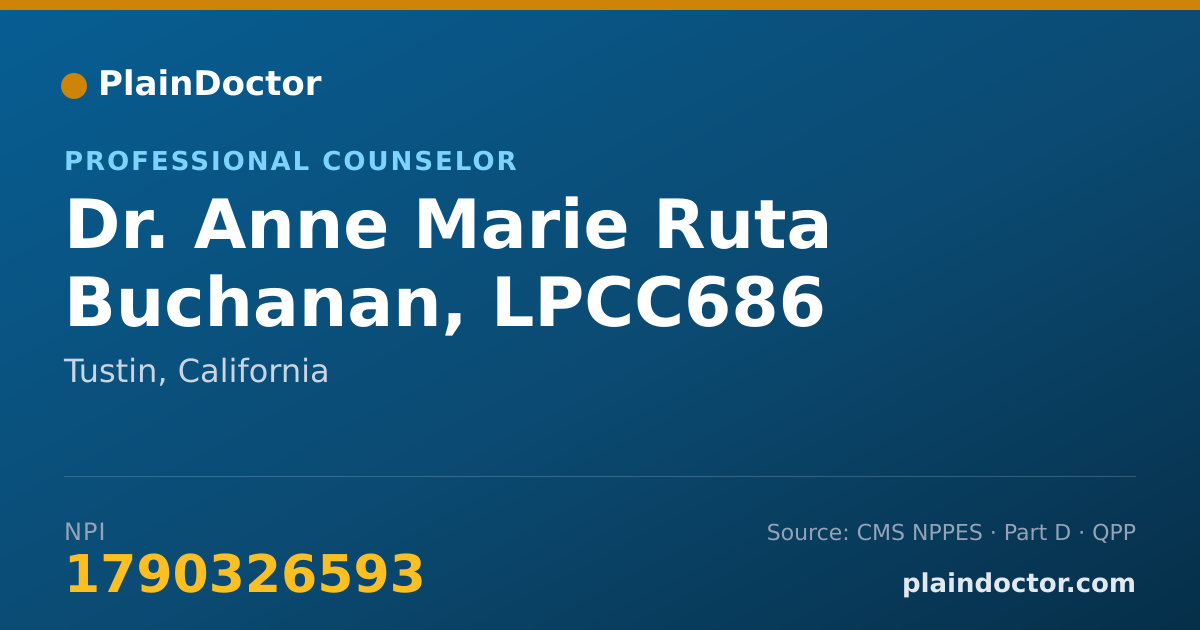 Shareable card for Anne Marie Ruta Buchanan, LPCC686 - Professional Counselor, Tustin, CA
